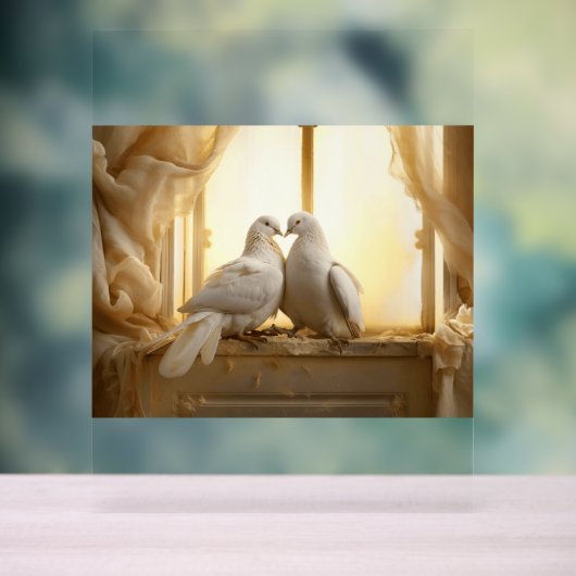 tortelduifjes acryl bord (Neutraal)