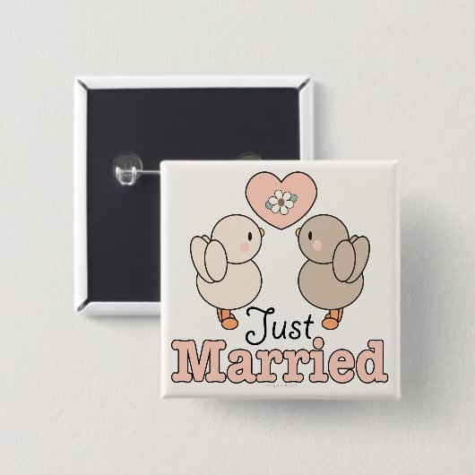 Tortelduifjes Alleen gehuwde Button (Voorkant /achterkant)