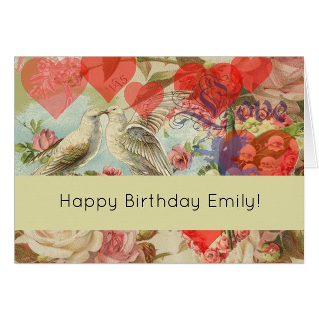 Tortelduifjes  Antiek Hart (Voorkant Horizontaal)