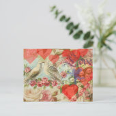 Tortelduifjes  Antiek Hart Briefkaart (Staand voorkant)