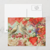 Tortelduifjes  Antiek Hart Briefkaart (Voorkant / Achterkant)