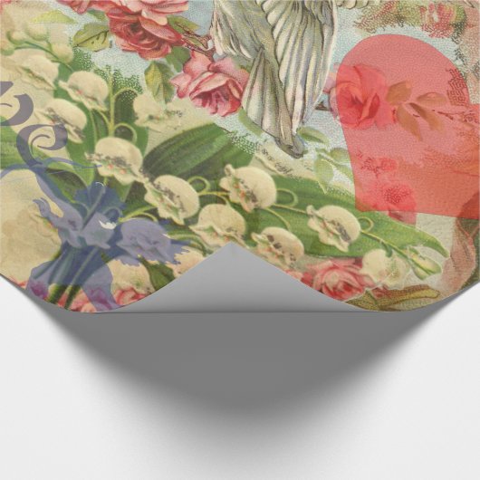 Tortelduifjes  Antiek Hart Cadeaupapier (Hoek)