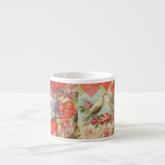 Tortelduifjes Antiek Hart Espresso Kop (Voorkant)