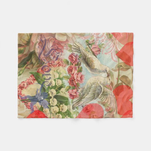 Tortelduifjes  Antiek Hart Fleece Deken (Voorkant (Horizontaal))