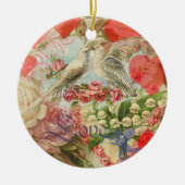 Tortelduifjes  Antiek Hart Keramisch Ornament (Voorkant)