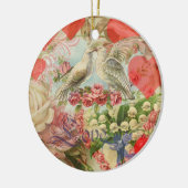 Tortelduifjes  Antiek Hart Keramisch Ornament (Links)