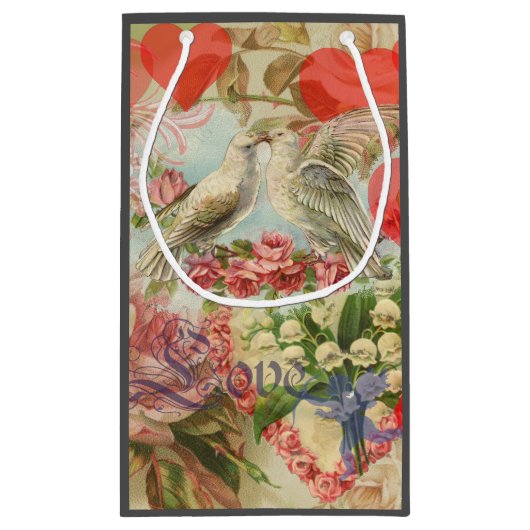 Tortelduifjes  Antiek Hart Klein Cadeauzakje (Achterkant)