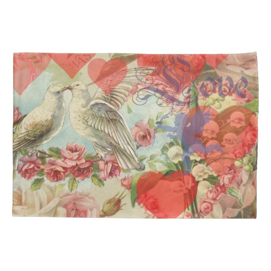 Tortelduifjes  Antiek Hart Kussensloop (Achterkant)