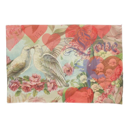 Tortelduifjes  Antiek Hart Kussensloop (Voorkant)