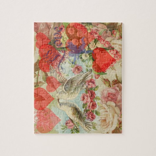 Tortelduifjes  Antiek Hart Legpuzzel (Verticaal)