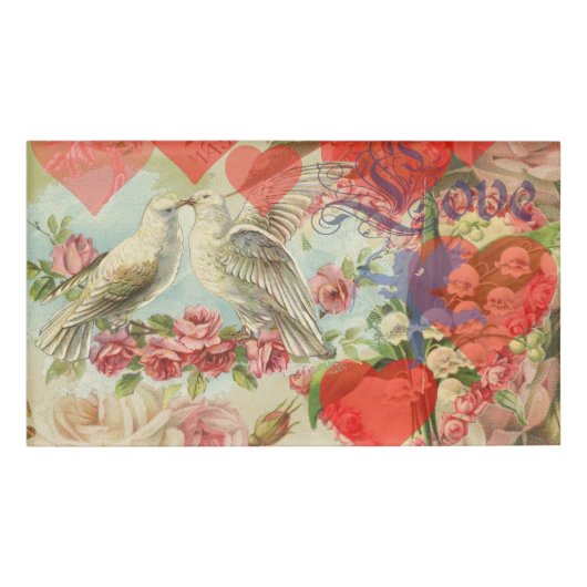 Tortelduifjes  Antiek Hart Naambadge (Voorkant)