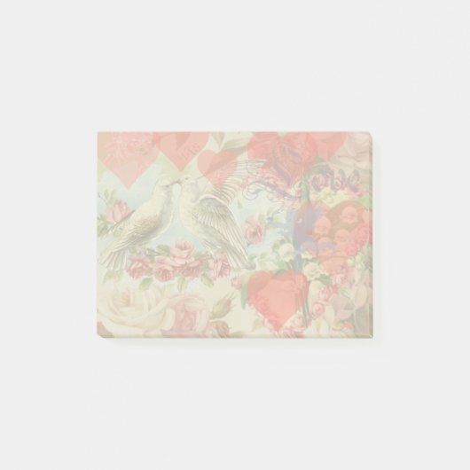 Tortelduifjes  Antiek Hart Post-it® Notes (Voorkant)