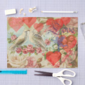 Tortelduifjes  Antiek Hart Tissuepapier (Craft)