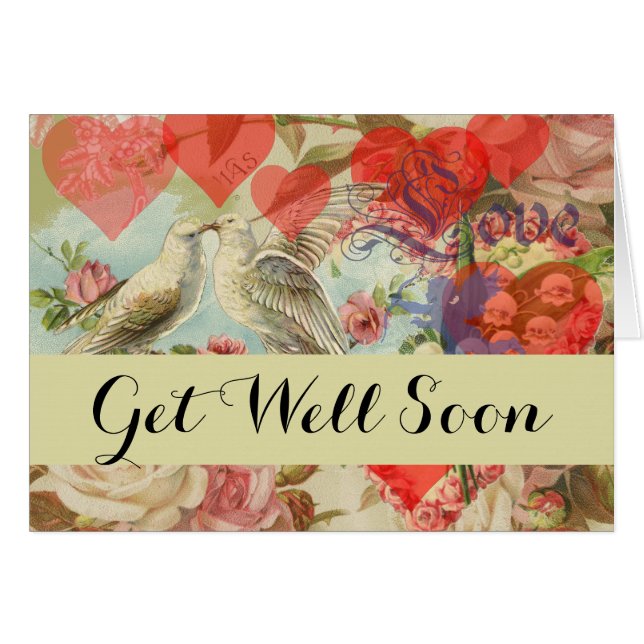 Tortelduifjes  antiek hartliefde (Voorkant Horizontaal)