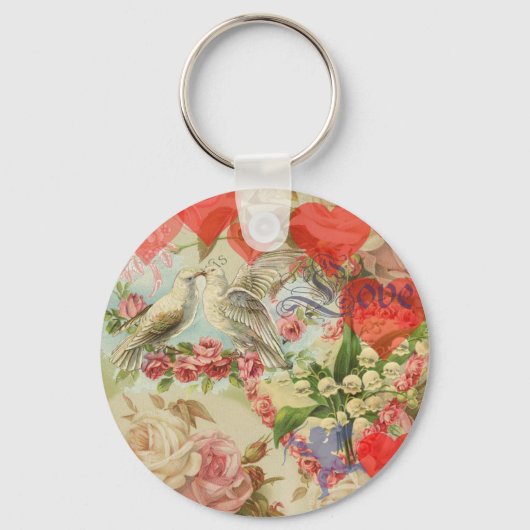 Tortelduifjes antiek hartliefde sleutelhanger (Voorkant)