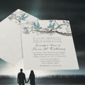  Tortelduifjes Aqua Blue en Pink Wedding Kaart