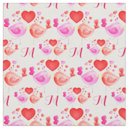 Tortelduifjes art monogram textiel herhalingspatro stof