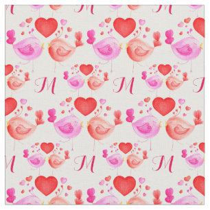 Tortelduifjes art monogram textiel herhalingspatro stof