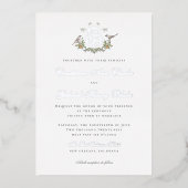 Tortelduifjes "B" Monogram Folie Huwelijksuitnodig Folie Uitnodiging (Voorkant)