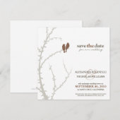Tortelduifjes Bewaar de datum-aankondiging (chocol Save The Date (Voorkant / Achterkant)