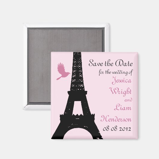 Tortelduifjes Bewaar de datum (roze) Magneet (Voorkant / Achterkant)