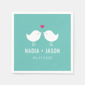 Tortelduifjes BEWERKBARE KLEUR Wedding Engagement Servet (Voorkant)