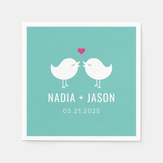 Tortelduifjes BEWERKBARE KLEUR Wedding Engagement  Servet (Voorkant)