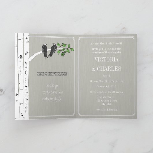  Tortelduifjes Bird Cage Wedding Invitation (Binnen)