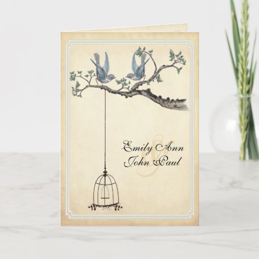  Tortelduifjes Bird Cage Wedding Invitation (Voorkant)
