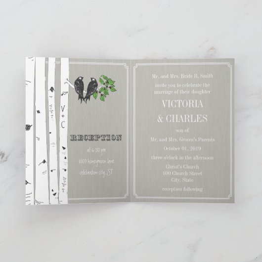 Tortelduifjes Bird Cage Wedding Invitation (Binnen)