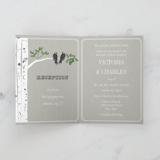  Tortelduifjes Bird Cage Wedding Invitation (Binnen)