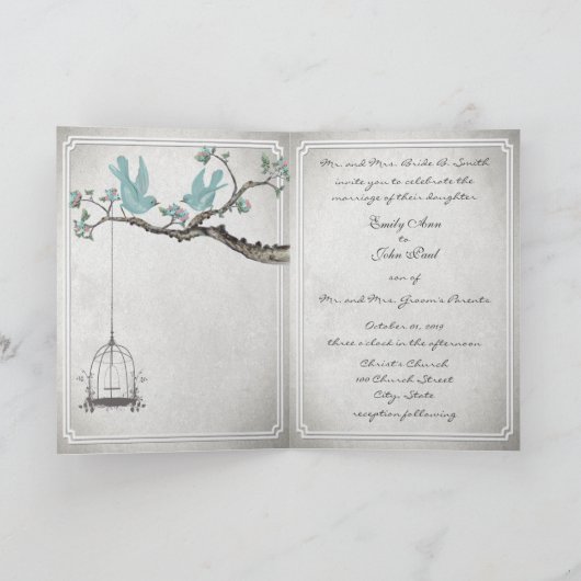  Tortelduifjes BirdCage Wedding Invitations (Binnen)