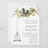 Tortelduifjes Birdcage Yellow & Blauwgroen Bloombo Kaart (Voorkant)