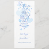 Tortelduifjes blauw lente bruiloft programma programmakaart (Voorkant)