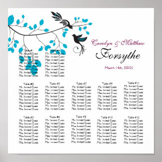 Tortelduifjes blauw poster