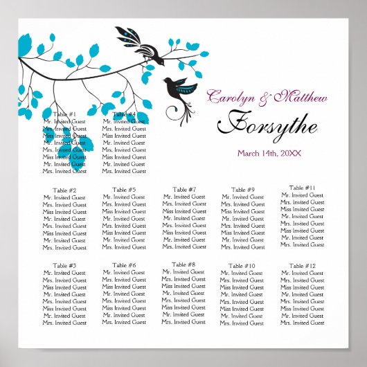 Tortelduifjes blauw poster (Voorkant)