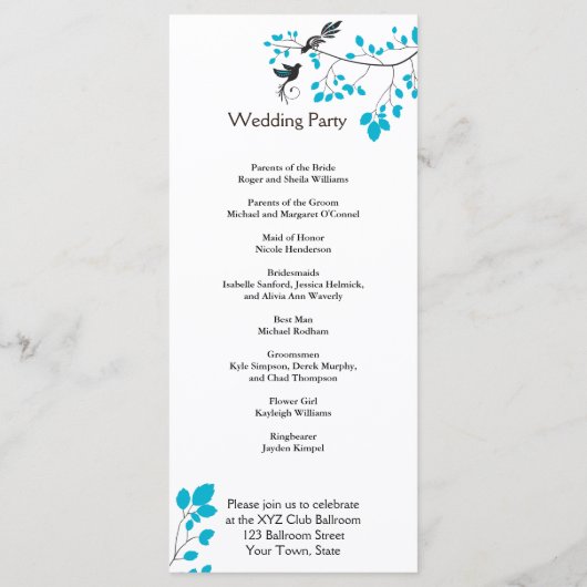 Tortelduifjes blauw programmakaart (Achterkant)