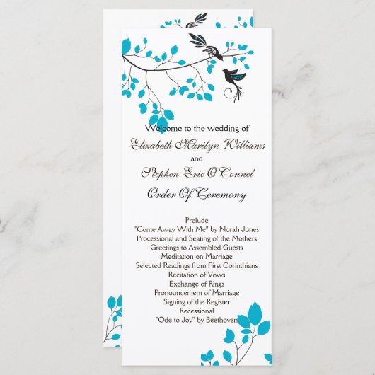 Tortelduifjes blauw programmakaart (Voorkant / Achterkant)