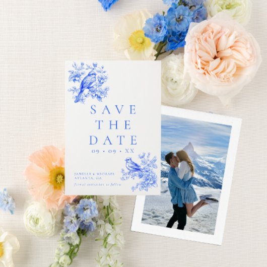  Tortelduifjes Blauwe Chinoiserie Fotobruiloft Save The Date