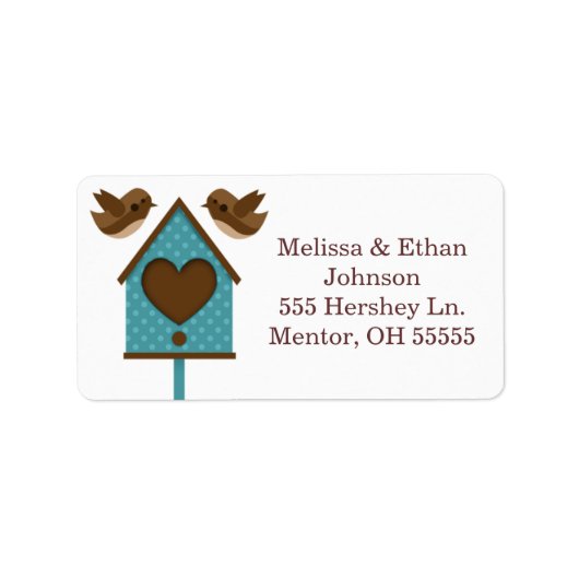 Tortelduifjes Blauwgroen Bird House Labels (Voorkant)