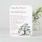 Tortelduifjes Blauwgroen en bruin-boombruiloft Kaart (Staand voorkant)