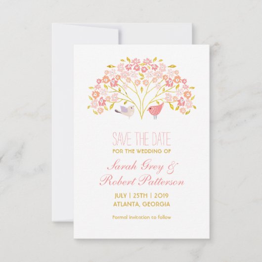 Tortelduifjes bloeden Brondenweduwen sparen de Kaa Save The Date (Voorkant)