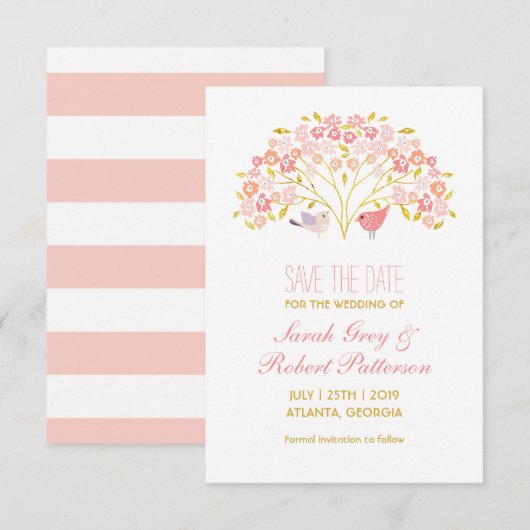 Tortelduifjes bloeden Brondenweduwen sparen de Kaa Save The Date (Voorkant / Achterkant)