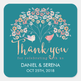 Tortelduifjes bloem Dank je Sticker