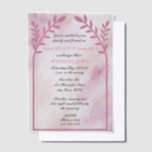 Tortelduifjes Bloemboog Roze bruiloft Vellum Uitnodigingen (Offset)