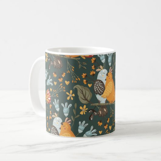 Tortelduifjes Bloemen Bohemien Patroon Koffiemok (Voorkant links)