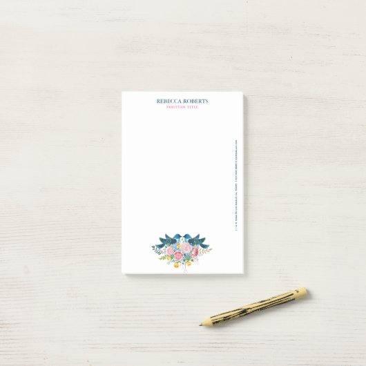 Tortelduifjes bloemen bouquet post-it® notes (Op bureau)