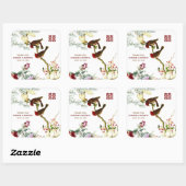 Tortelduifjes & Bloemen Chinees Huwelijk Dank u © Vierkante Sticker (Vel)