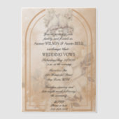 Tortelduifjes Bloemenboog bruiloft Vellum Uitnodigingen (Voorkant)