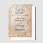 Tortelduifjes Bloemenboog bruiloft Vellum Uitnodigingen (Offset)